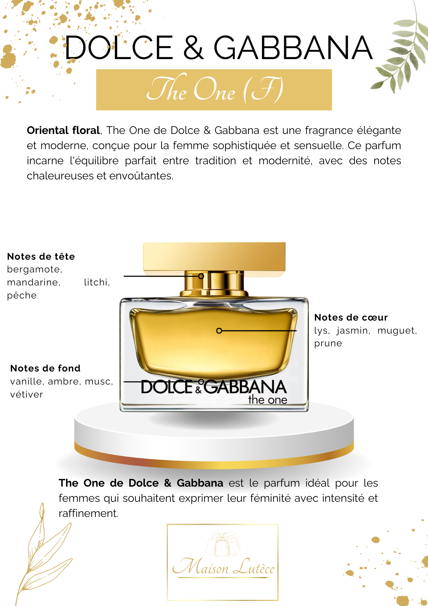 The One (F) – Dolce & Gabbana TESTEUR (sans boite)