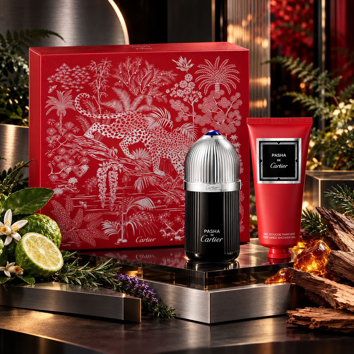Coffret Pasha de Cartier Édition Noire EDT 100ml + Gel Douche 100ml- Cartier