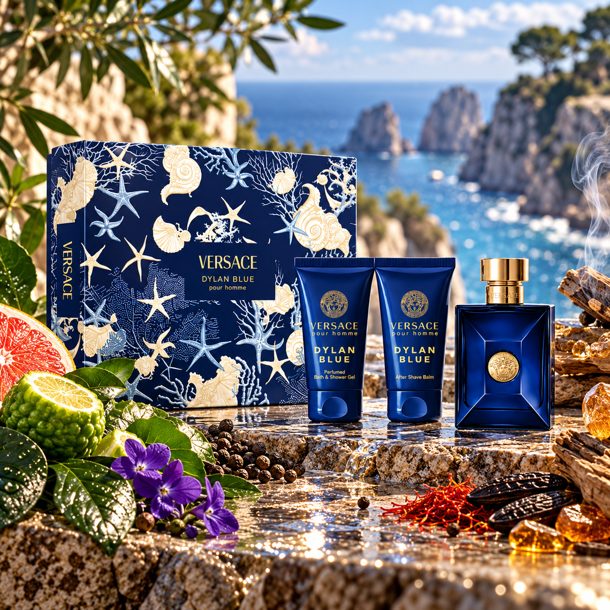 Coffret Dylan Blue Homme EDT 50ml + Gel douche 50ml + Après rasage 50ml - Versace